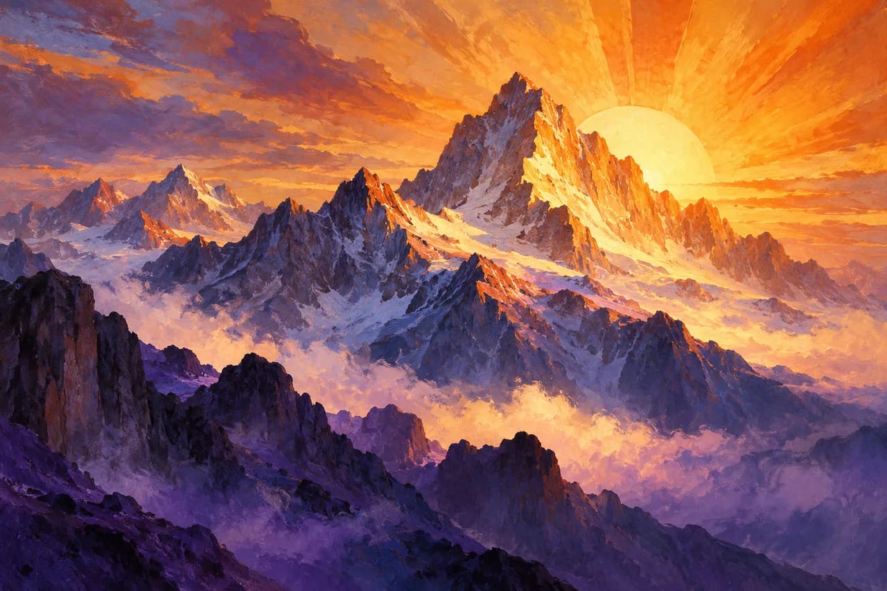 Original AI-assisted OperaAtlas illustration inspired by Strauss — Also sprach Zarathustra; not production photography